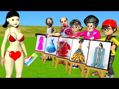 Squid Game vs Scary Teacher 3D Beautiful Dress or Error and Dressing Room 5 Times Challenge