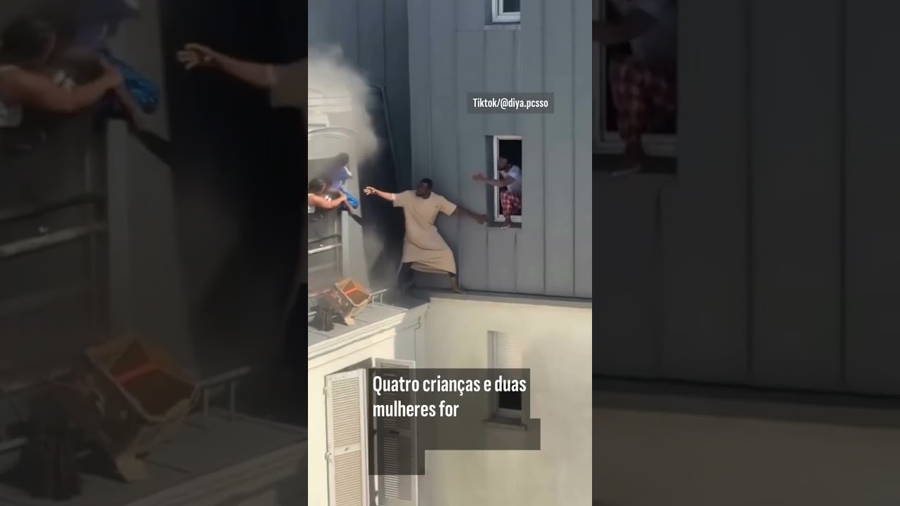Homem resgata crianças e mulheres pela janela durante incêndio em Paris veja vídeo