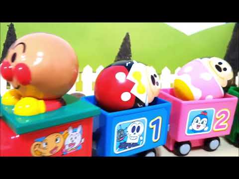 アンパンマン おもちゃアニメ たまご キッズが大好きのりもの SLマン列車が運んで来るよ！ 何が出るかな？ ぽぽたん