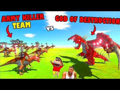 ARMY KILLER Team VS GOD OF DESTRUCTION in Animal Revolt Battle Simulator with SHINCHAN and CHOP