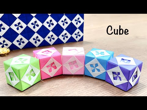折り紙 素敵な模様のキューブ(平面にも!)を作ってみた!作り方/DIY How to make a cube (or flat surface!) with a nice pattern.Paper