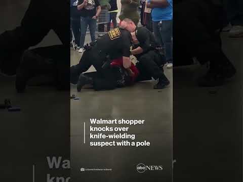 Walmart shopper intervenes in dramatic way to knock over knife-wielding suspect | ABC News
