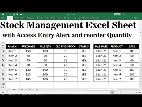 stock management in excel sheet