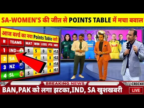 WOMEN'S WORLD CUP POINTS TABLE 2025: SA-W की जीत से पॉइंट टेबल में मचा बवाल,IND,SA खुशखबरी