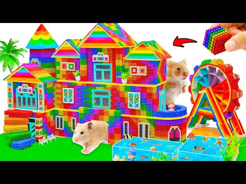 ASMR - How To Build Villa House with Waterfall From Magnetic Balls (Satisfying) - Magnetic Balls