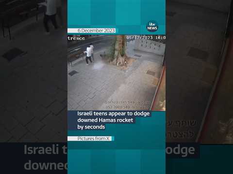 Israeli teens appear to dodge downed Hamas rocket by seconds #itvnews