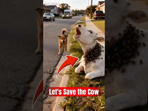 Heartwarming Rescue: Brave Dog Fights Swarm of Bees to Save Crying Cow 🐶🐮 #shorts #viral #viralvideo
