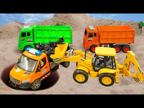 Play With Construction Car Toys | Crane Rescues Car From Sand Pit | Car toys