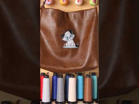 This little messy cat looks extra soft with those matte threads. 🐱   #embroidery #shorts