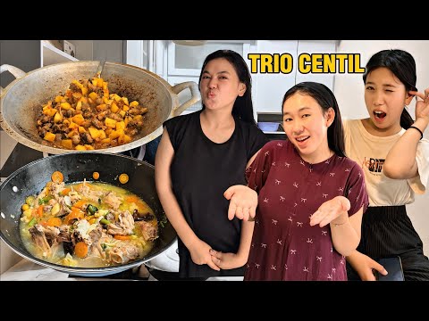 TRIO CENTIL MASAK SOP AYAM + OSENG ATI AMPELA BIKIN NGAKAK !! Yogafamilly