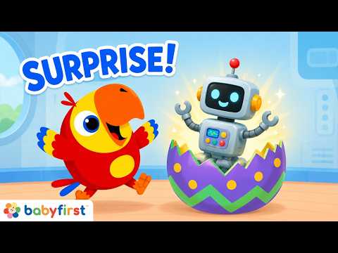 Larry Opens Surprise Eggs! | Animals, Vehicles & Games | Toddler Learning Video | BabyFirst