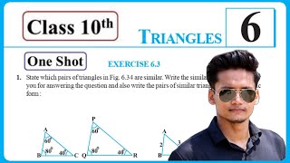 Class 10 Ex-6.3 Q1 to Q16 Triangles Chapter 6 maths NCERT NEW Syllabus CBSE Rajmith