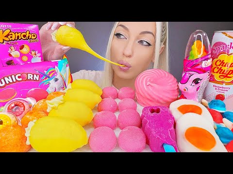 ASMR EATING LOLLIPOP, CANDY, MARSHMALLOW, ICE CREAM, MOCHI (CHEWING GUM) MUKBANG, 캔디 젤리, 막대사탕 먹방