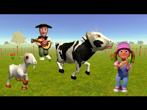 LA VACA  ADMIRADA CON BAILE  DE MARIA  E DE LOS ANIMALES EN LA GRANJA | गाय और नाचने वाले जानवर