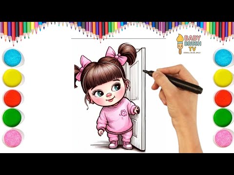 How to Draw a Cute Girl | Easy Drawing and Coloring for Kids | Baby Brush TV