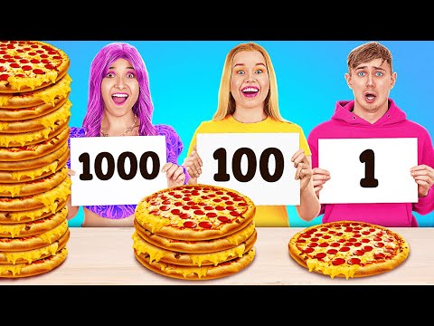 खाने की 1000 लेयर्स का ज़बरदस्त चैलेंज || बड़ी vs मीडियम vs छोटी प्लेट 123GO! FOOD पर
