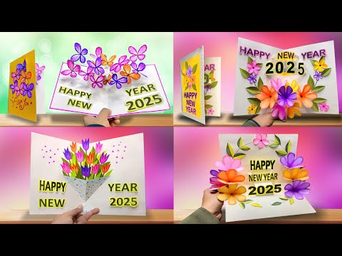 4 DIY - Happy New Year Card | Handmade New Year Card | New Year 2025 Greetings Card