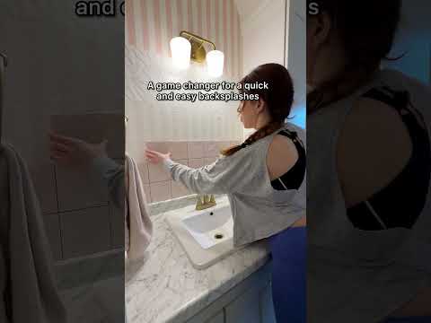 I stuck my baby to the wall to prove this product works! Make REAL tile into peel & stick- Easy DIY