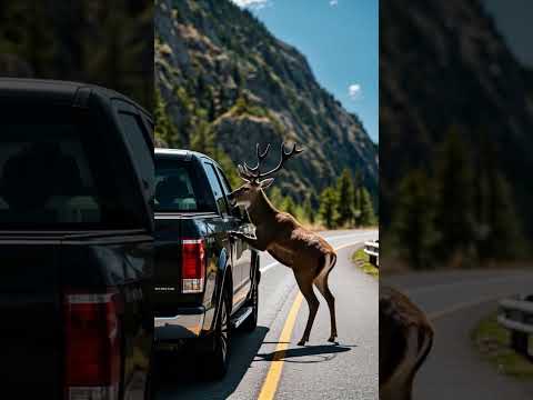 The agility of the deer saved the driver from danger! #deer #rescue #shorts