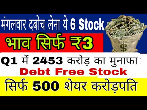 मंगलवार दबोच लेना ये 6 Stock। भाव ₹3 । 2453 करोड़ का मुनाफा ।  High Volume । Debt Free । Strong ROE