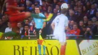Bruno alves high challenge on harry kane england v portugal friendly