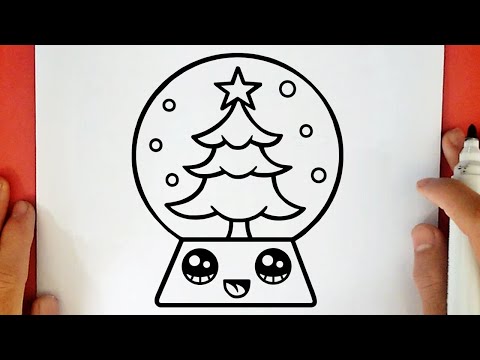 COMO DIBUJAR UN GLOBO DE NIEVE DE NAVIDAD KAWAII