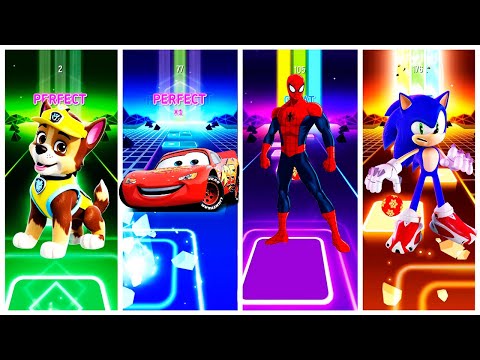 Paw Patrol Movies vs McQueen vs Spider Man vs Sonic the Hedgehog 3 Tiles Hop #1