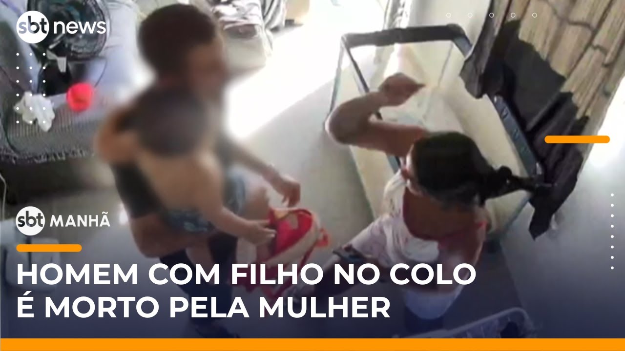 Homem é morto com facada pela mulher enquanto segurava o filho no colo | SBTManhã