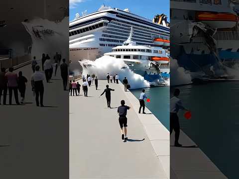 Cruise Ship Fails to Steer Properly and Brushes Against the Dock!