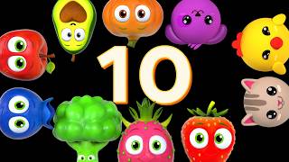 There Were 10 in the Bed 🎁 Learn Counting 10 to 1 with Funky Fruites  | Baby Sensory Fun Animation