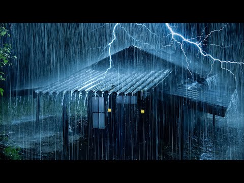 Deep Sleep Instantly on a Rainy Night | Terrible Rainstorm & Mighty Thunder on Tin Roof of Farmhouse