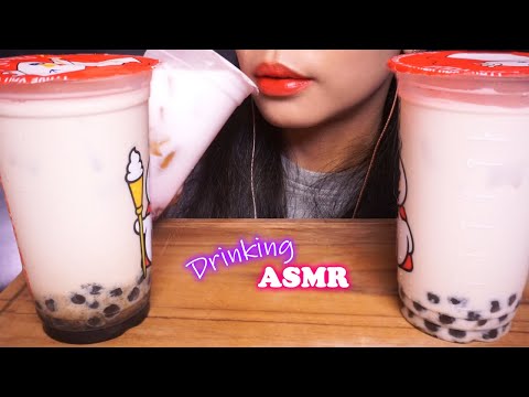 ASMR Bubble Milk Tea DRINKING Sounds & Chewy Sticky BOBA Eating Sounds 🧋