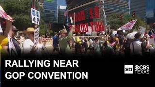 YouTube video thumbnail: Protesters Rally Near Republican Convention in Dallas