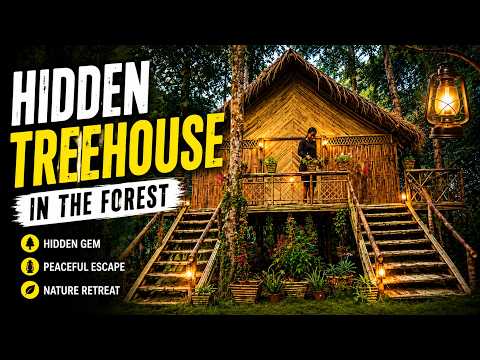She Built This Hidden Bamboo Treehouse Alone in the Forest!
