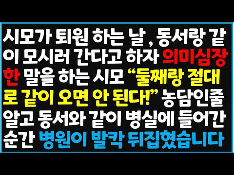 (신청사연) 시모가 퇴원 하는 날, 동서랑 같이 모시러 간다고 하자 의미심장한 말을 하는 시모" 둘째랑 절대 같이 오면 안된다!" 농담인줄 알고 [신청사연][사이다썰][사연라디오]