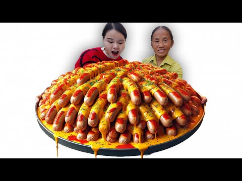 Bà Tân Vlog - Lần Đầu Làm Mâm Xúc Xích Sốt Cay Phô Mai Khổng Lồ Đãi Cả Làng