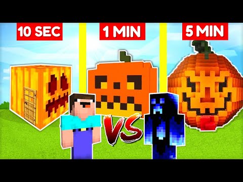 NOOB vs. PRO staví HALLOWEEN DŮM za 10 SEC / 1 MIN / 5 MIN v Minecraftu! 🎃