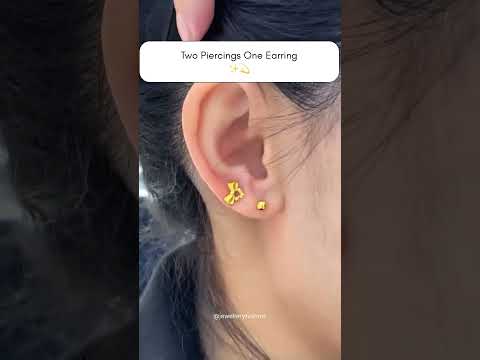 Dual Harmony: Gold Double Piercing Earring Design ✨ |#jewellerytvshow |#earrings  |#gold