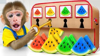KIKI Monkey Play Watermelon Vending Machine & Take Care of Monkey with Ducklings | KUDO ANIMAL KIKI