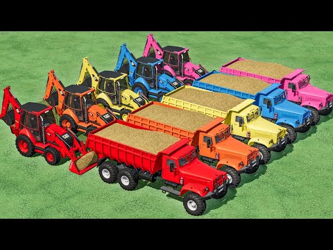 Trucks With Colors - EXCAVATION WORK with Loaders ON TRUCKS - Farming Simulator 22