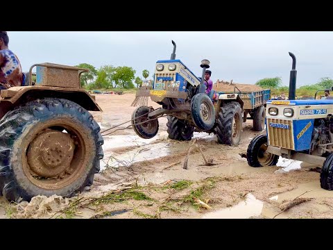 Swaraj tractors working in mud with loaded trolley | tractor |