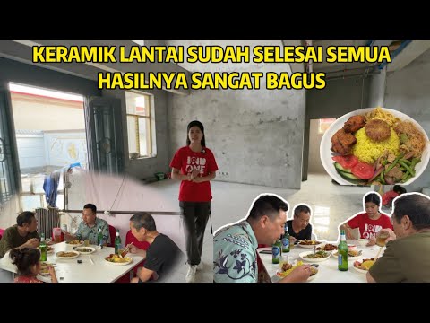 BIKIN NASI KUNING BUAT PEKERJA MAKAN BERSAMA, KERAMIK LANTAI HARI INI SUDAH SELESAI