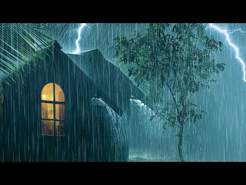 You Can Easily Sleep Well on Rainy Night 😴 Torrential Rain & Mighty Thunder on Cozy Forest House