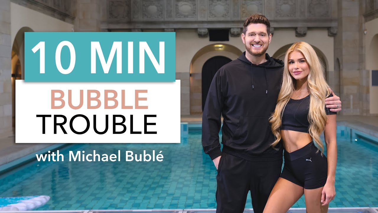 10 MIN BUBBLE TROUBLE with Michael Bubl- - super funny Beginner Full Body Workout - Pamela Reif