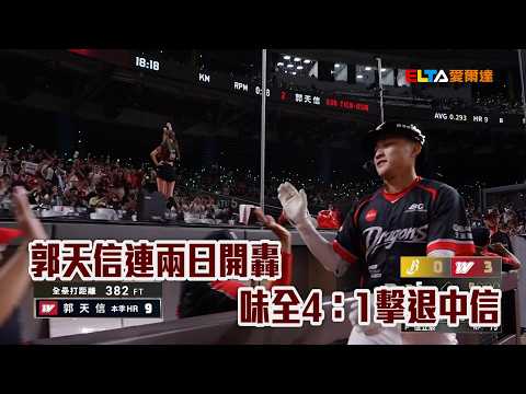 【CPBL】郭天信連兩日開轟 味全4：1擊退中信/愛爾達電視20260801