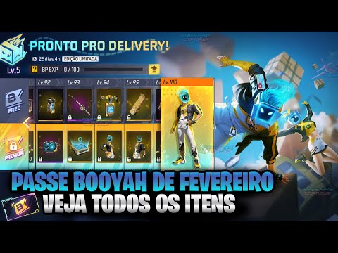 PASSE FEVEREIRO DE 2025 │ VEJA TODOS OS ITENS DO PASSE DE ELITE│ PASSE BOOYAH PRONTO PRO DELIVERY