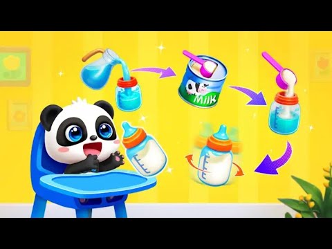 BELAJAR MEMBUAT SUSU UNTUK BAYI KECIL PANDA KIKI DAN MIUMIU | BABYBUS