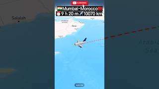 Mumbai To Morocco Flight Route-Air India✈️ #aviation #flight #travel #mumbai #morocco #shortsfeed