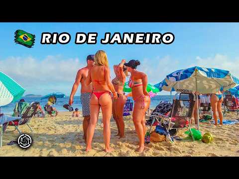 Beach Walk in Rio de Janeiro — Leblon Beach — Brazil 【 4K UHD 】