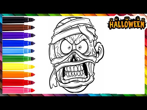 Dibuja y Colorea MONSTRUO MOMIA TERRORIFICA Dibujos De HALLOWEEN 🎃🕷️🕸️